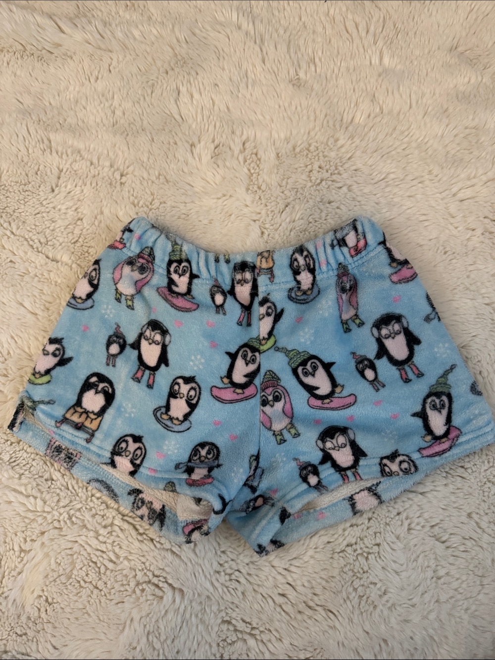 Kids Blue Penguin Pajama Shorts
